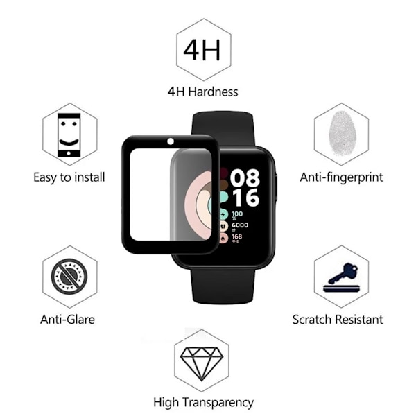 3-pack Fullskärmsskydd för Xiaomi Redmi Watch 2 Lite 4 5 3 Active Film Smartklocka Mi Poco Watch Lite Skyddsfilm Ej Glas 3 PCS for Redmi Watch2Lite