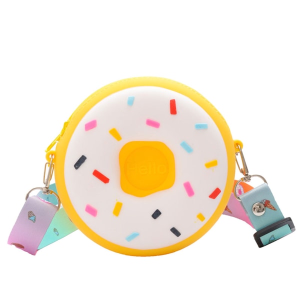 Barns Myntväskor Donuts Silikon Söta Barn Messenger Bags för Små Pojkar och yellow