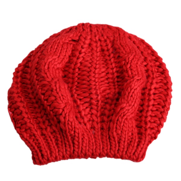 Varm vinter Kvinnor Basker Stickad Baggy Beanie Hat Multicolor Ski Cap red
