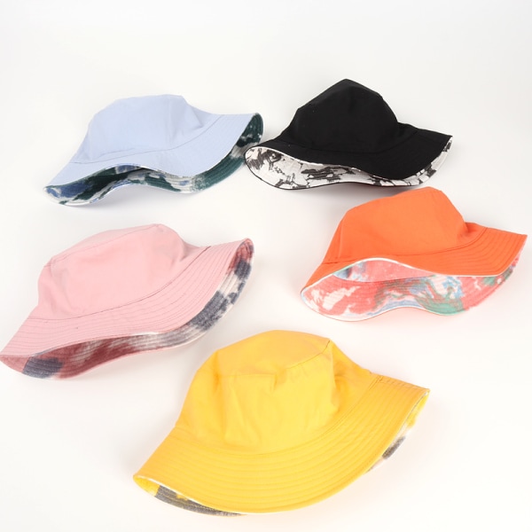 Tie-dye Bucket Hat Casual Outdoor Sunshade Hat Reversible Double-Side-Wear Suitable e