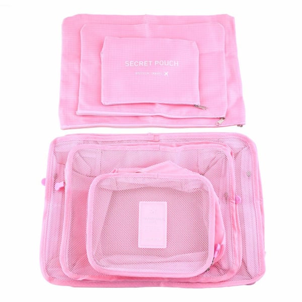 6 st Klädförvaringspåsar Packning Cube Reser Hem Kläder Organizer Set pink