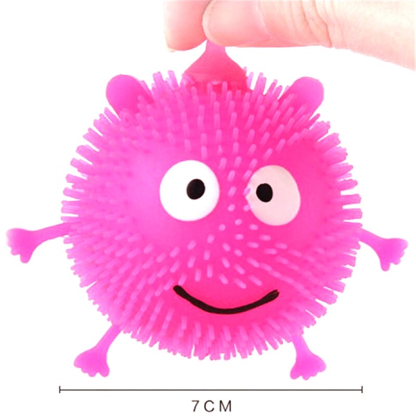 Ioplu Cartoon LED Light Up Glödande hår Flash Ball Kids Fun Squeeze Anti Stress Leksaker default