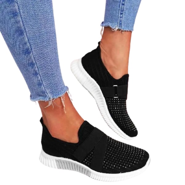 Slip-on skor med ortopedisk sula Damsneakers Platform Sneaker för kvinnor Walking Shoes black 39