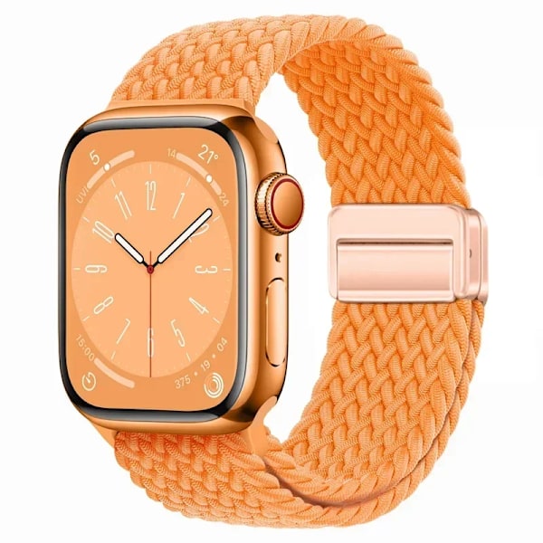 Nylonflätad Loop Rem för Apple Watch 10 9 8 7 45mm 41mm 42mm 46mm Ultra 2 49mm Magnetarmband iWatch 6 5 4 3 SE Armband New bright orange S10-42mm 38 40 41mm