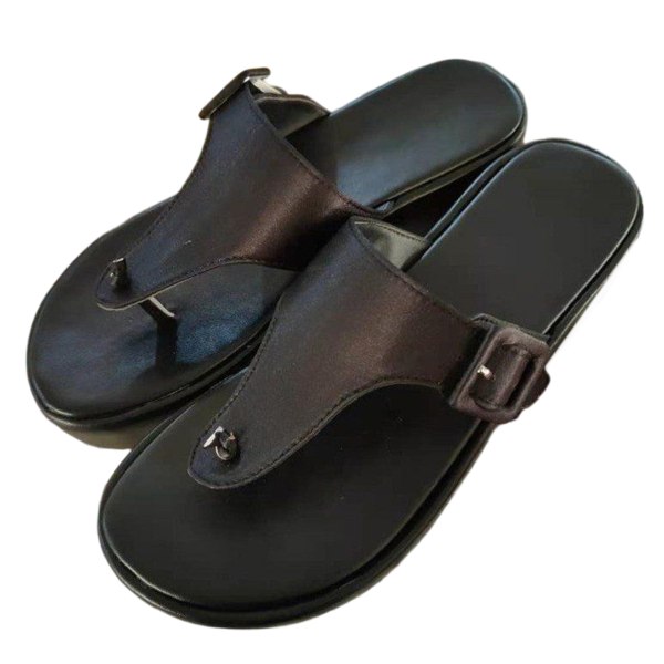 Damskor sommar kilklack flip-flops läder slips sandal black 39