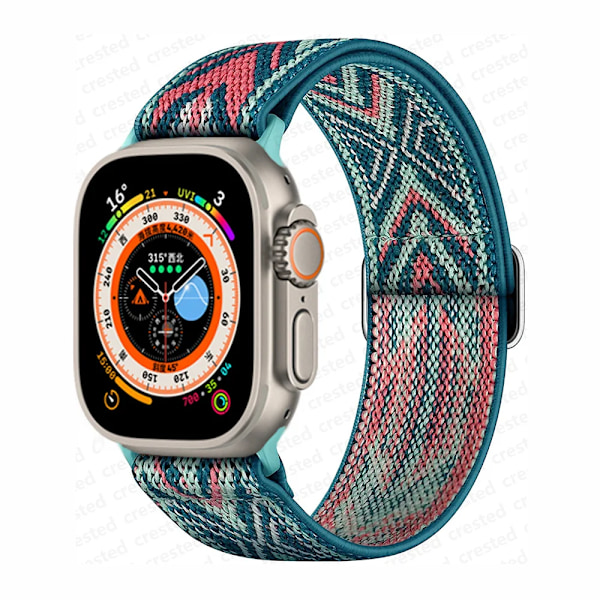 Scrunchie Armband för Apple Watch Band 45mm 44mm 40mm 41mm 42mm 46mm 49mm Elastiskt Nylonarmband iWatch serie 10 9 8 7 se Ultra 2 Crown Green 42mm 44mm 45mm 49mm