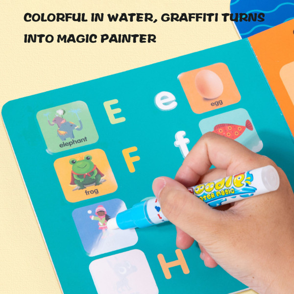 Tecknad vattenmålningsbok Ritbok Rolig Montessorimålning Ritning Upplysningsleksaker för barn Födelsedag jul alphabet