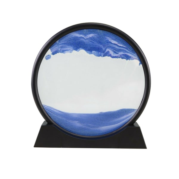 Rörlig Sandkonst Bild Rund Glas 3D Naturlandskap Flytande Sandram Timglas Dekor För black gold 12inch