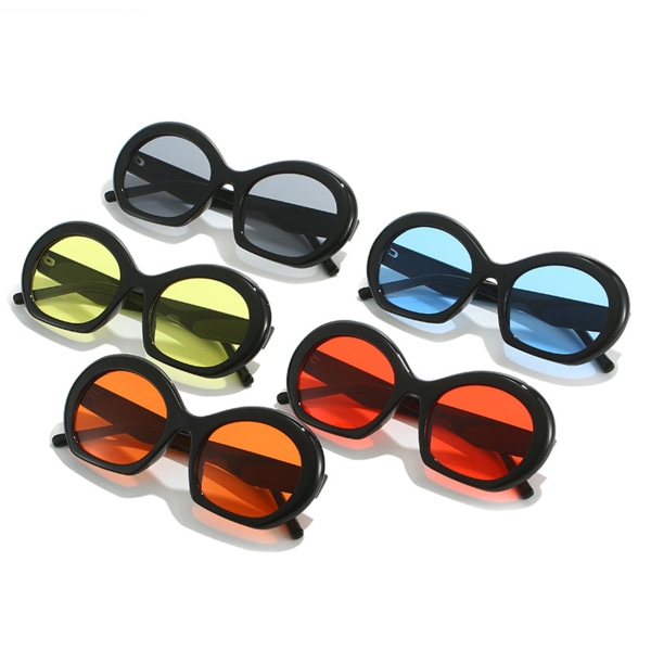 Ovalformade Solglasögon Smalt Ansikte Cool Tjej Hip-Hop Solglasögon black orange