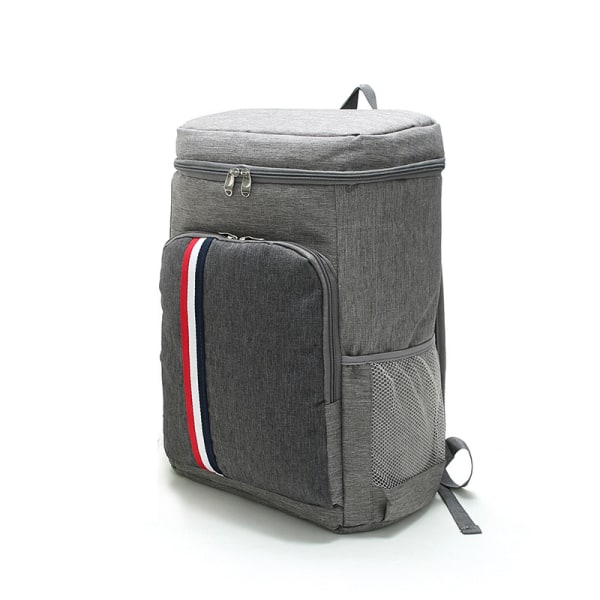 Isolerad picknickryggsäck med sidficka 30L Stor Outdoor Travel Camping Food Bento Container gray as show