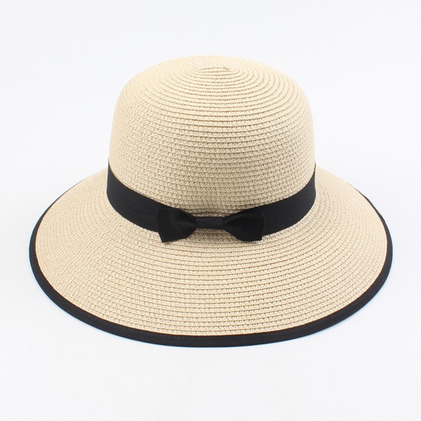 Fisherman Outdoor halmkåpor Anti-Sun Bred Brätte Bucket Hat för semester strandresor utomhus beige