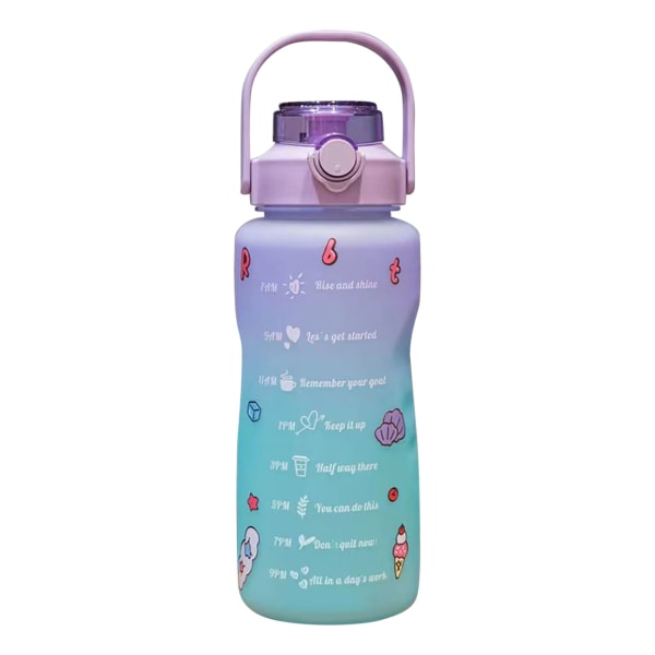Gradient vattenflaska BPA-fri 1,52L dricksflaska med sugrör för fitness 2000ml transparent pink