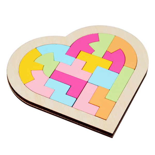 Träpusselleksak Färgglad Kärlek Hjärta Form Trästicksåg Barn Pedagogisk leksak type a