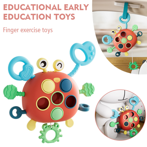 Montessori baby krabba dra leksaker Bärbara tidiga pedagogiska sensoriska leksaker Barnens dag Födelsedagspresenter blue