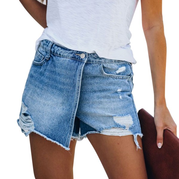 Ripped Repaired Denim Shorts Button Denim Shorts Pants Women Summer Party xl