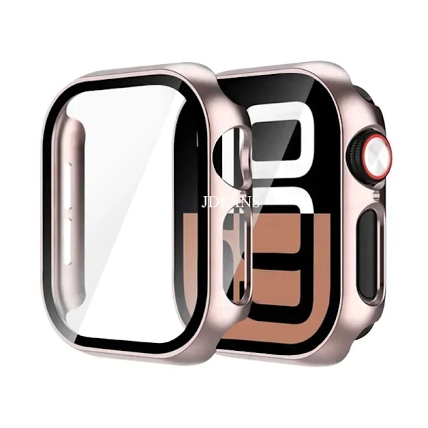 Skärmskydd för Apple Watch-fodral 46MM 42MM HD Härdat Glas med Hård PC Stötfångare Skal för iWatch Serie 10 Skyddsfodral 21 rose gold Series 10 42mm