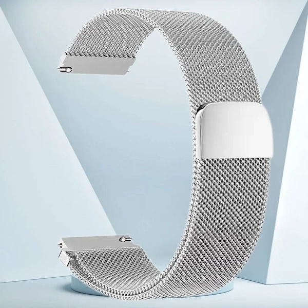 20mm 22mm Magnetisk Loop Rem För Samsung Galaxy Watch 3 4 5 40 44mm Armband Active 1/2 42/46mm Gear S3 för Bip GTR För Huawei gt 2 Silver 20mm