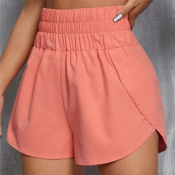 Atletiska shorts med hög midja för kvinnor Elastiska Casual Running Short Dry Shorts pink l