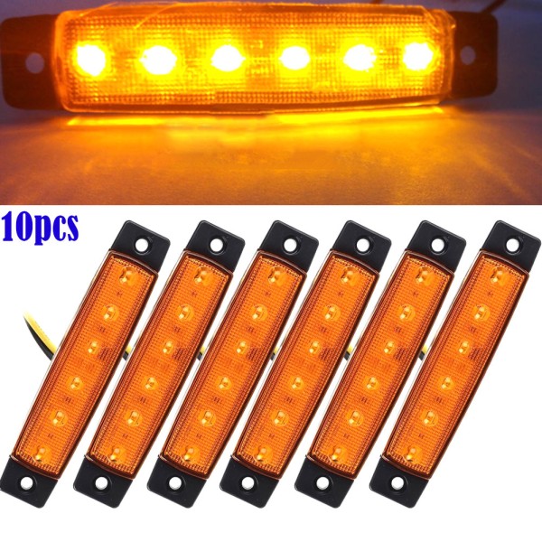 10 st 12V SMD 6 LED Bakre sidomarkeringsljus Position Lastbil Trailer Lastbil 12v