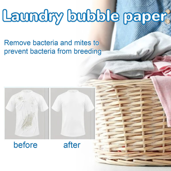 Tvättbubbelpapper Naturlig ingrediens Tvätttabletter Flerfunktionskläder Rengöringslakan 1pcs