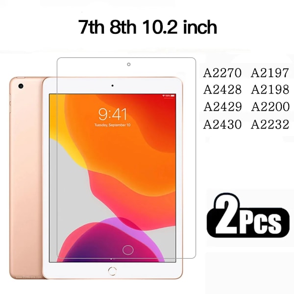 2 st Härdat Glas Skärmskydd för iPad Pro 12.9 11 air4 5 10.9 mini6 4 5 1 2 3 5:e 6:e 7:e 8:e 9:e 10.2 10.5 9.7 2015 7th 8th 10.2 inch