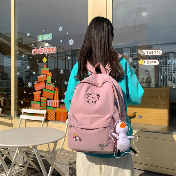 Printed björn skolväska Ultralätt reseryggsäck för korta resor Arbetsshopping pink single pack