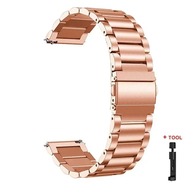 Metallarmband för Samsung Galaxy Watch 7/6/5/4 40mm 44mm Rostfritt Stål Armband Galaxy Watch 6/4 Classic 47mm 43mm 46 42mm/5pro 45mm Rose Gold Huawei GT 2 46mm