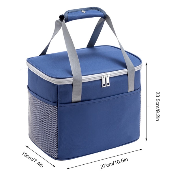 Isolerad Bento Tote Case Bag Stor kapacitet Picknick Lunchväska med sidoficka navy blue large