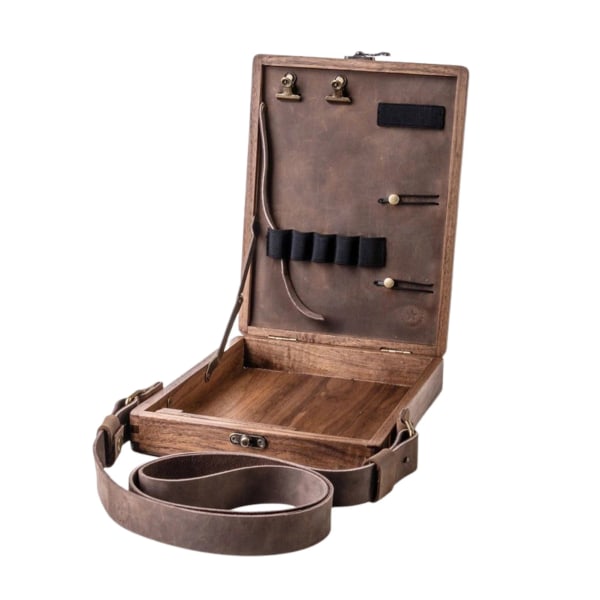 Writers Messenger Wood Box Bärbar reseförvaringslåda A5 Wood Messenger Portfölj black