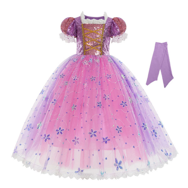 Halloween Barnkläder Ny Klänning Långt Hår Paljetter Prinsessklänning Långt Hår long hair princess dress 150cm