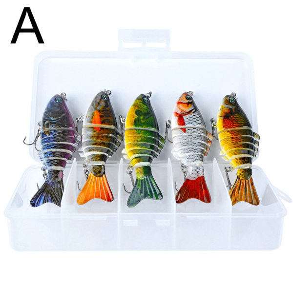 5 st Flersektions set Swimbait Bionic Wobblers beten med box för saltvatten sötvatten f