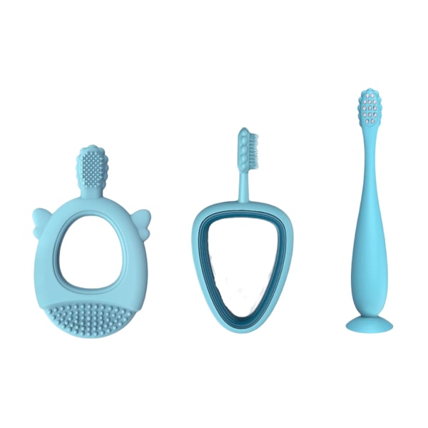 Baby Oral Rengöringsverktyg Set 2 Färg Välj Orange Blå Lämplig för barn Baby Småbarn blue