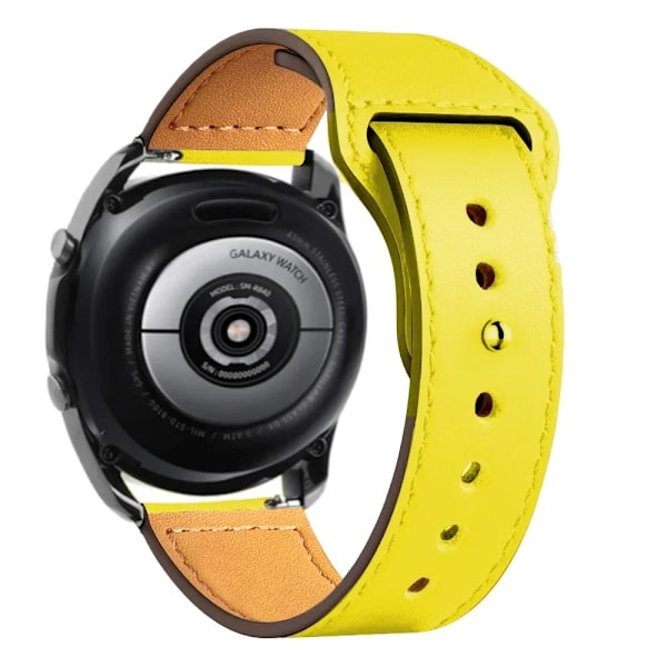 20/22mm Läderarmband för Samsung Watch 7/6/4/5 40 44mm 43mm Pro 45mm armband för Galaxy Watch 4 Classic/Active 3 42 46mm Yellow 15 22mm watch band