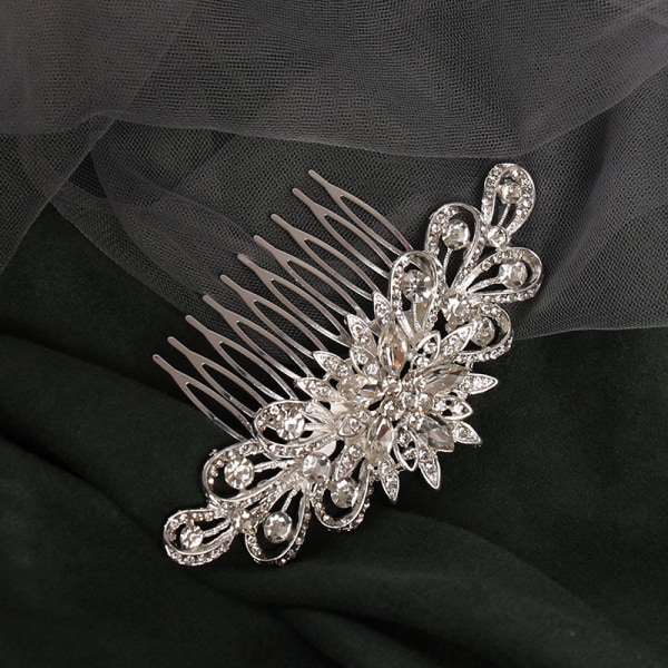 Rhinestone Hair Comb 10-tands Design Hår Side Comb Mode Glänsande legering Håraccessoarer för fs430