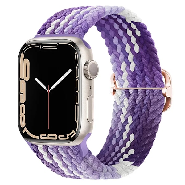 Flätat Loop-armband för Apple Watch Rem 46mm 44mm 40mm 45mm 41mm 42mm Ultra 49mm Elastiskt Armband IWatch Serie 10 9 8 7 6 SE 5 Gradient purple 42-44-45-49-S10-46mm