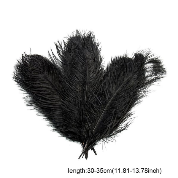 10 st Strutsfjädrar Plume Centerpiece Bröllopsfest Bordsdekoration 30-35cm black