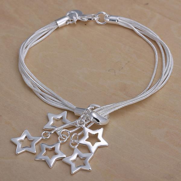 Nya modesmycken 925 Sterling Silver Berlock Taiji Hängande Star Chain Armband För default