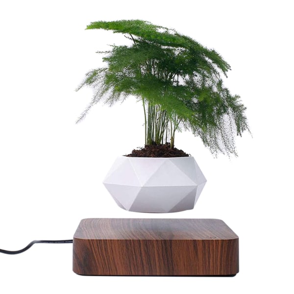 Leviterande luft Bonsai Pot Rotation Blomkruka Planters Magnetic Levitation Suspension Floating Pot dark color au plug