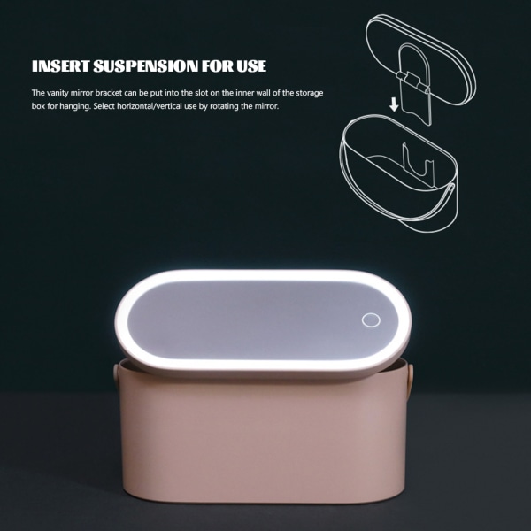 Kosmetisk förvaringslåda med led spegel Makeup Organizer förvaringslåda Bärbar toalett milk white