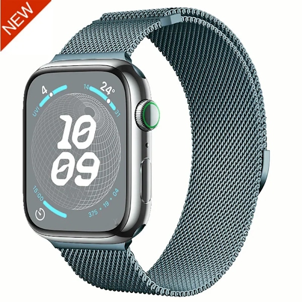 Milanese Armband för Apple Watch 10 46mm 42mm Band Magnetiskt Armband för iWatch Ultra 49mm 9 8 7 6 5 SE 45mm 41mm 44mm 40mm Armband Light green Series 10 42mm