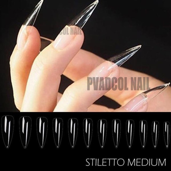 Nails Extension System Full Cover Skulpterad Klar Stiletto Kista False Nail Tips 240st/påse stiletto medium