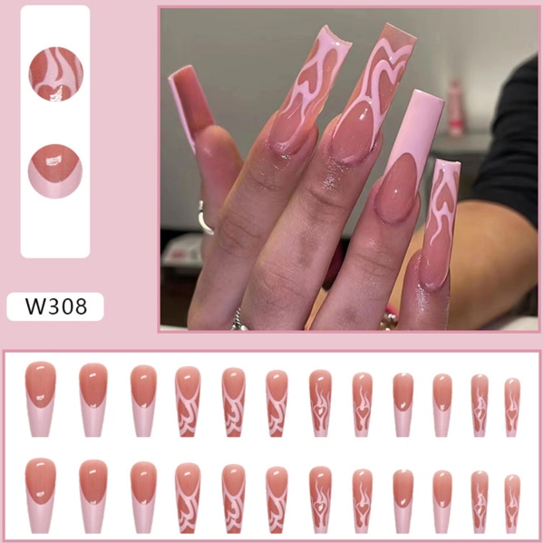 Rosa franska lila tips falska naglar med lämplig radian och tjocklek för kvinnor manikyr DIY Tool glue models