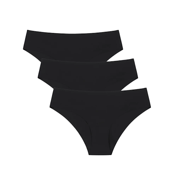 Sexiga sömlösa bekväma låga damunderkläder vardagliga osynliga enfärgade trosor S-XL sexiga underkläder briefs för damer 3 st Black-Black-Black M