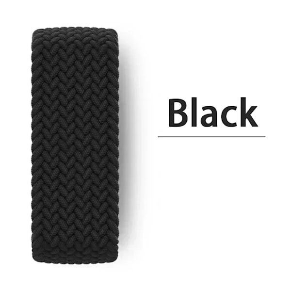 Flätat Solo Loop Armband för Apple Watch Band Nylon 49mm 45 44 41 40 38mm 42mm Correa Armband iwatch Series 9 8 7 5 SE 6 Ultra 2 Black S