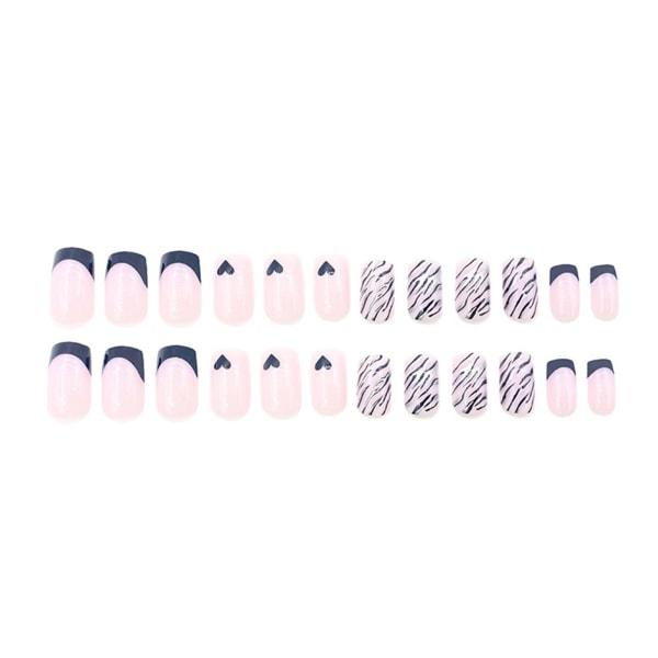 Pink Zebra Pattern False Nails Lätt att applicera & ta bort naglar för Shopping Resande Dejting glue models