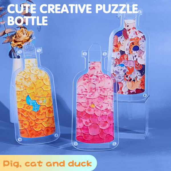 Husdjur i flaskan Pussel DIY Akryl Drifting Bottle Jigsaw Leksaker Present för barn cat model