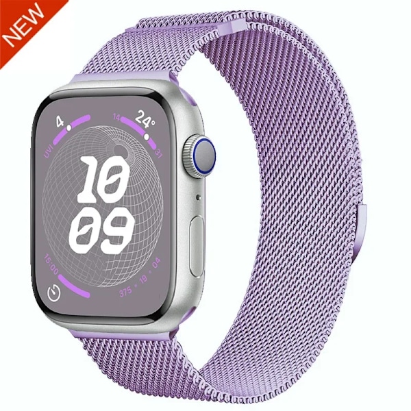 Milanese Armband för Apple Watch 10 46mm 42mm Band Magnetiskt Armband för iWatch Ultra 49mm 9 8 7 6 5 SE 45mm 41mm 44mm 40mm Armband Lavender purple For Ultra 49mm