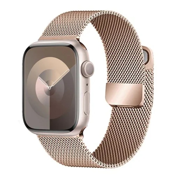 Milanese Armband för Apple Watch 10 46mm 42mm Band Magnetiskt Armband för iWatch Ultra 49mm 9 8 7 6 5 SE 45mm 41mm 44mm 40mm Armband Rose gold 42mm-44mm-45mm