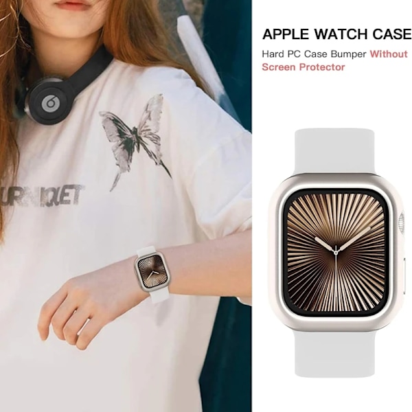 Skal för Apple Watch 45mm 41mm 40mm 44mm 42mm 46mm Skyddande Hölje Matt Hård PC Stötfångarram Utan Glas iWatch 10 SE 9 8 7 6 5 4 Silver Series Ultra1 2 49MM
