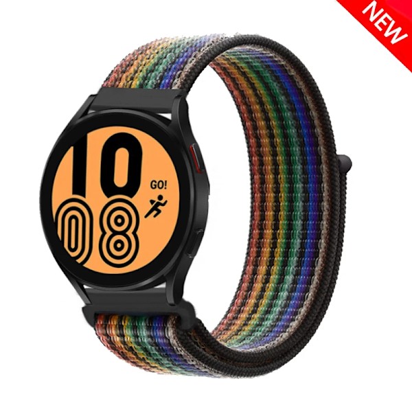 Nylon Loop Band för Samsung Galaxy Watch 6 4 7 classic/5 Pro/active 2/Gear S3 20mm/22mm Armband Huawei watch GT 2e 3 pro rem Pride edition black 22mm